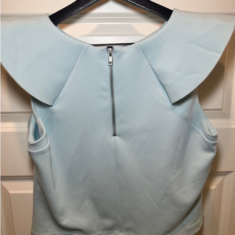 ASOS Blue Ruffle Crop Top Coastal Summer Size 8 - Picture 8 of 9